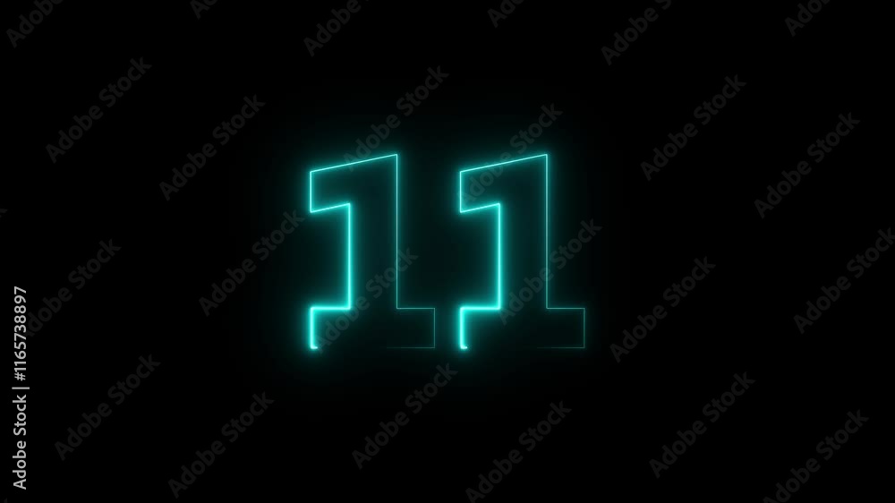 Abstract neon countdown 11 number 4k animation. Abstract neon countdown 11 number 4k animation.
