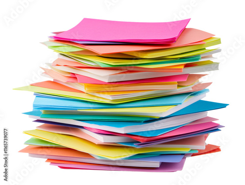 Isolated Stack of Colorful Sticky Notes