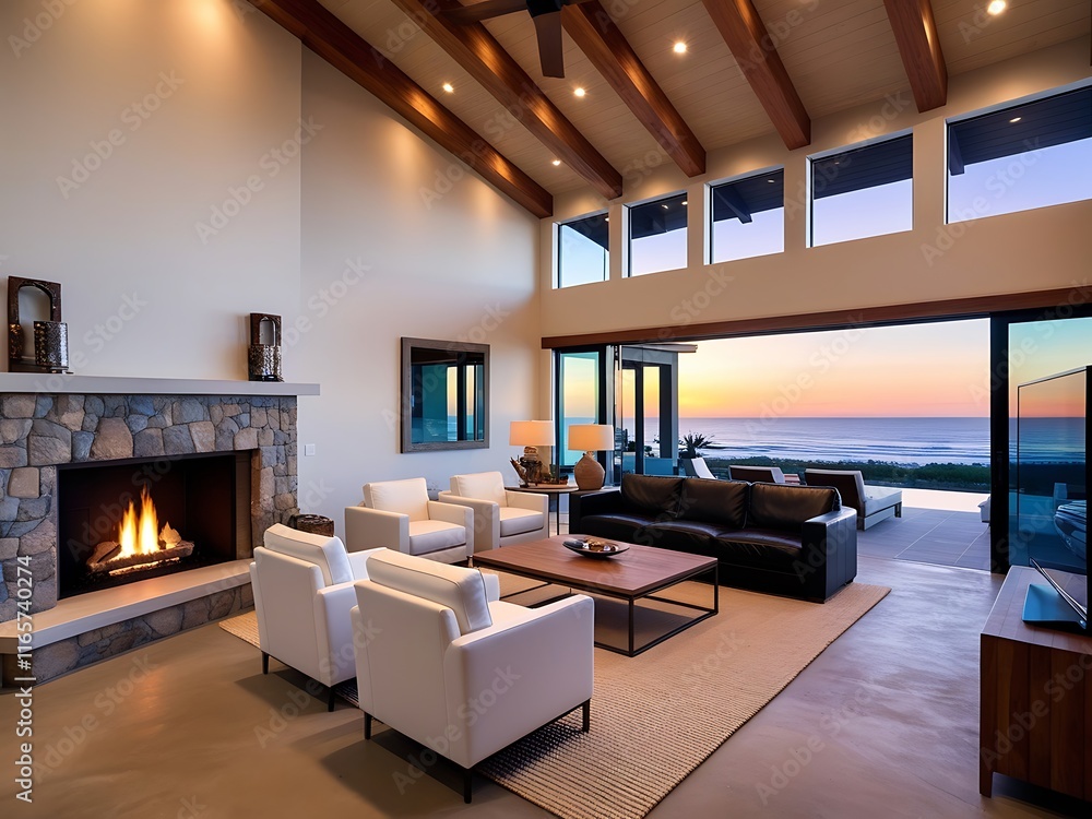 A large modern living room with a outdoors view background A large modern living room with a outdoors view background