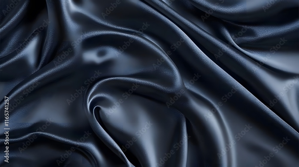 Dark Blue Satin Draped Luxurious Fabric Texture Dark Blue Satin Draped Luxurious Fabric Texture