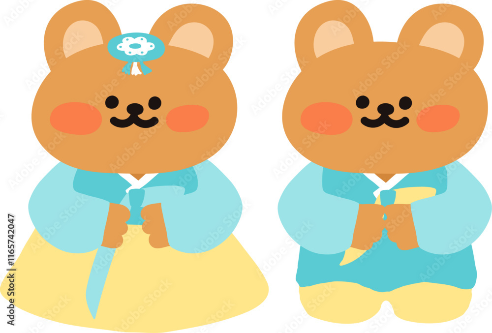 설날 인사 하는 곰돌이