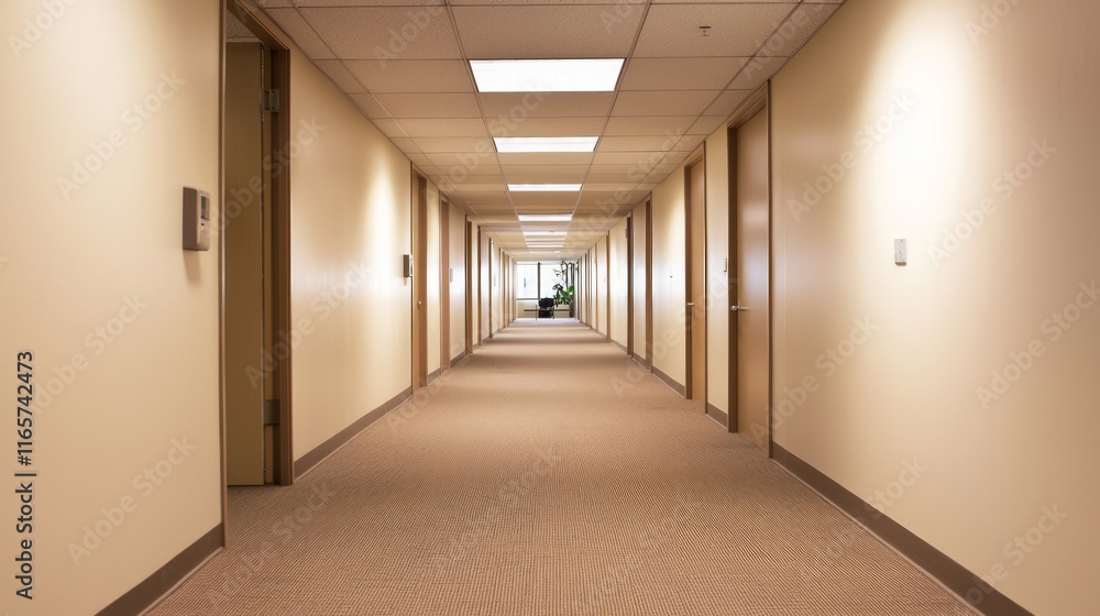 Abandoned Office Corridor: Layoff Unemployment Concept with Flickering Lights and Dramatic Shadows in Ultra-Detailed Photograph Abandoned Office Corridor: Layoff Unemployment Concept with Flickering Lights and Dramatic Shadows in Ultra-Detailed Photograph