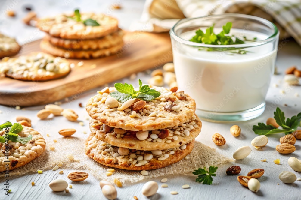 Healthy Rice Cracker Snack with Mixed Grains, Nuts & Sesame Seeds Healthy Rice Cracker Snack with Mixed Grains, Nuts & Sesame Seeds