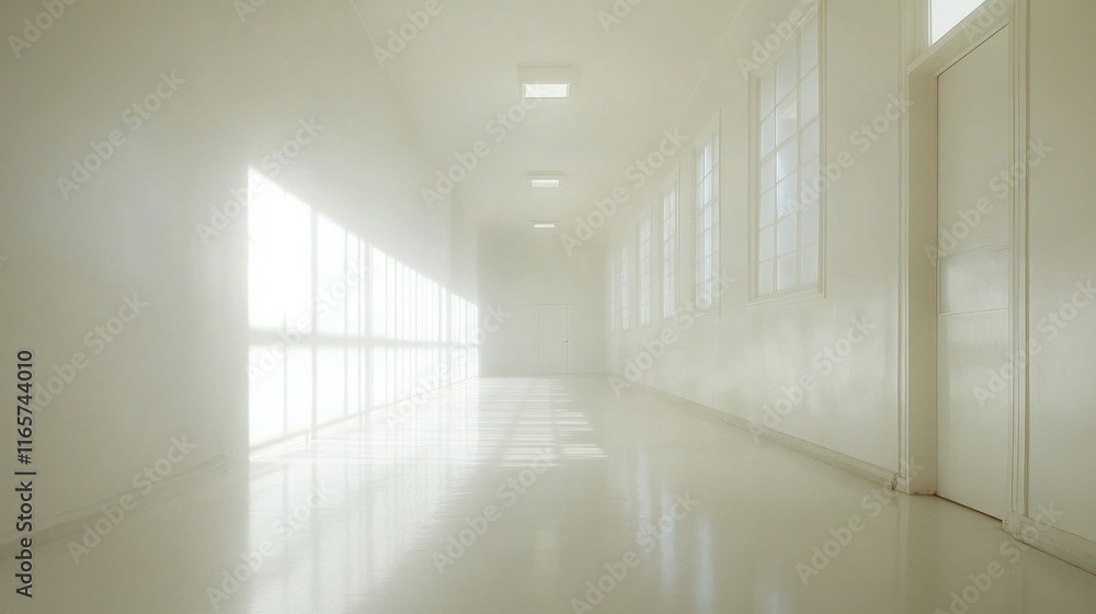 Obraz premium Bright and Clean Educational Hallway Interior