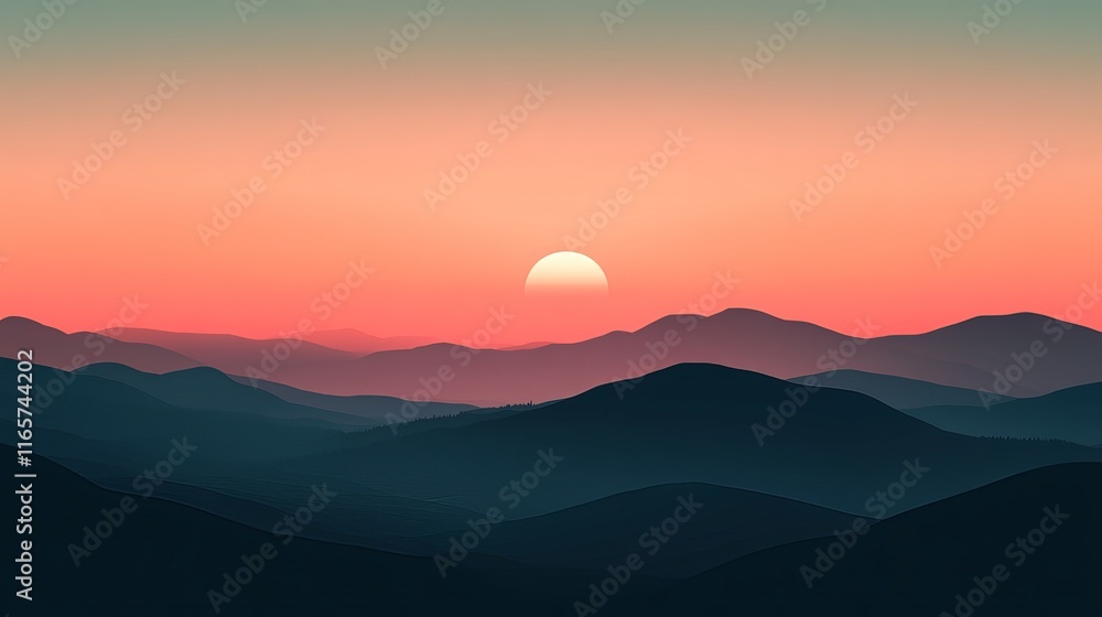Mountain sunset Minimalistic and simple wallpaper Mountain sunset Minimalistic and simple wallpaper
