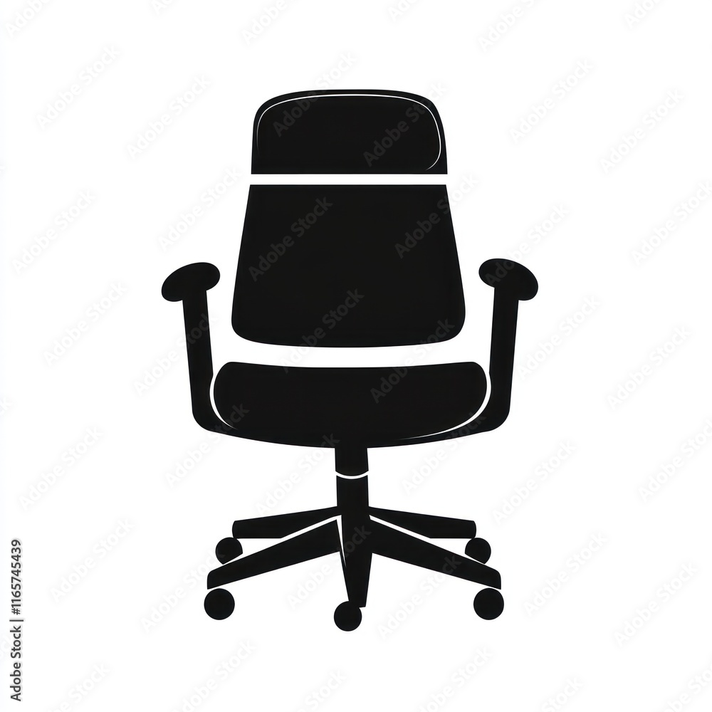 Fototapeta premium Black Office Chair Icon Simple Design