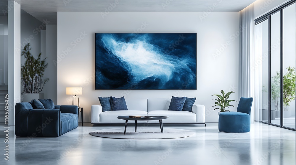 Fototapeta premium Wide angle serenity digital art for contemporary living rooms