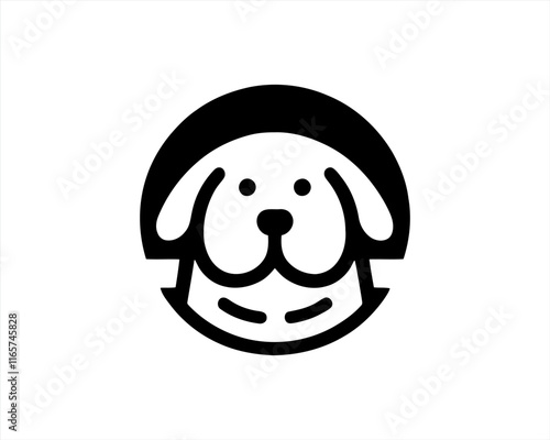 Dog Logo design template. Dog head icon. Vector illustration. Simple silhouette. Flat style. Cartoon dog face logo. Animal logotype concept.  photo