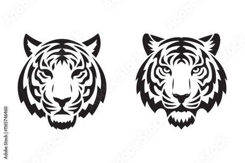 Tiger Head Silhouette Designs for Craft and Apparel Projects photo