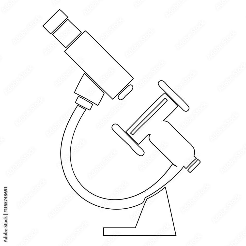 Fototapeta premium Microscope Black Vector Outline or Line art isolated on a transparent background