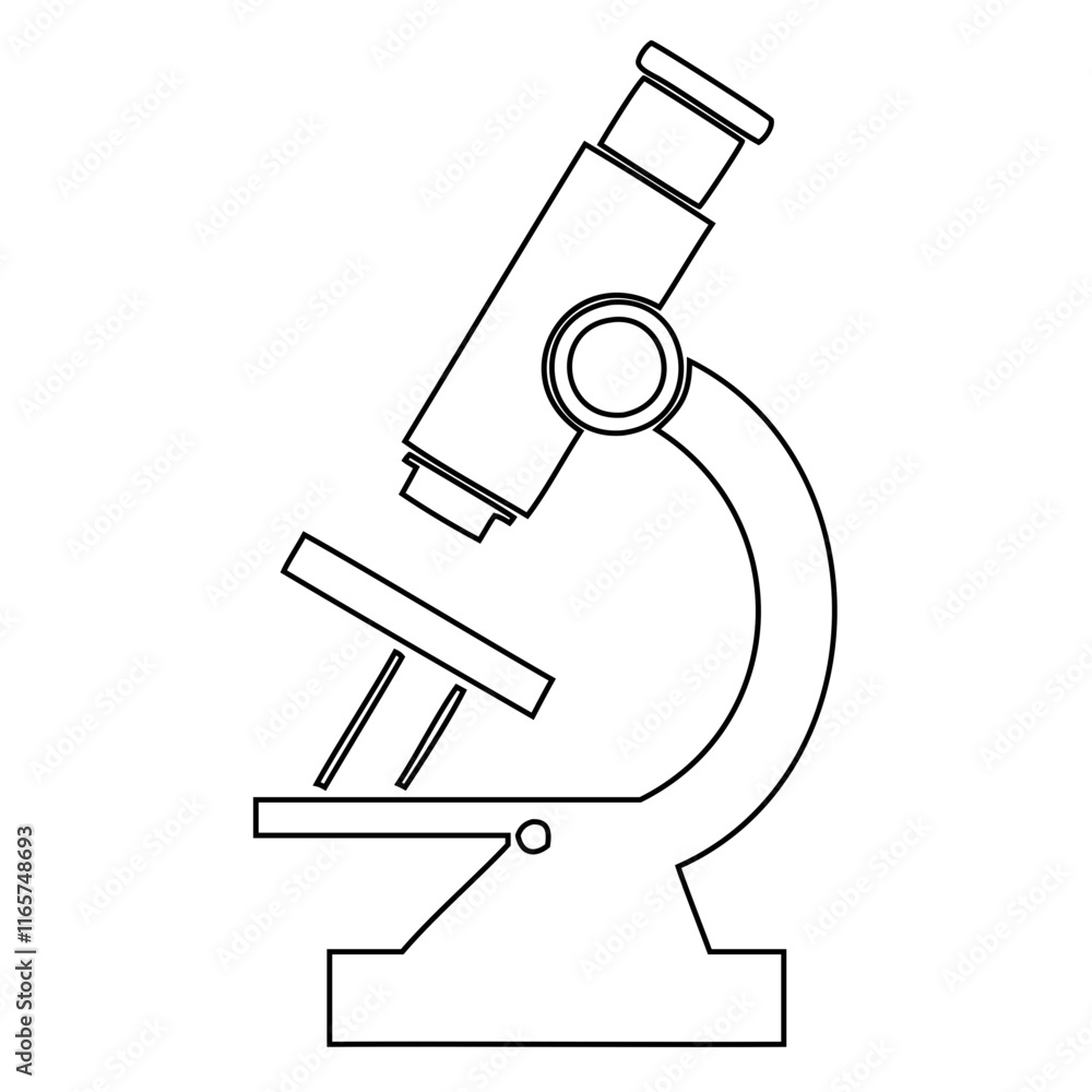 Microscope Black Vector Outline or Line art isolated on a transparent background Microscope Black Vector Outline or Line art isolated on a transparent background