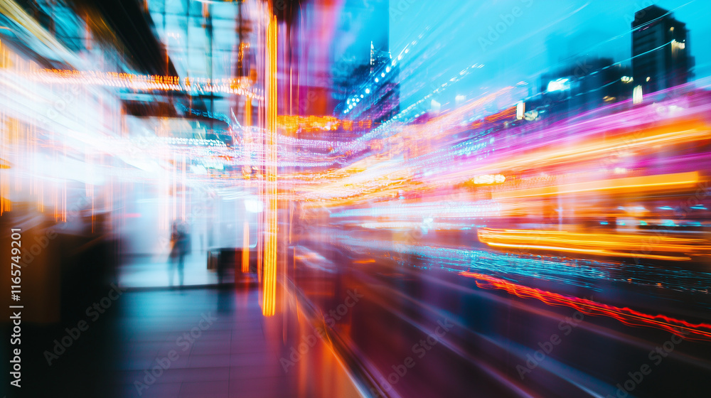 A densely packed street with blurred figures in motion, capturing the dynamic and fast-paced nature of urban environments. A densely packed street with blurred figures in motion, capturing the dynamic and fast-paced nature of urban environments.