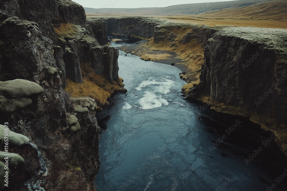Aerial view of river in Iceland. Aerial view of river in Iceland.