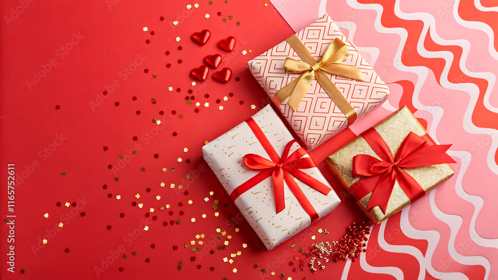 Fototapeta premium red gift box with ribbon