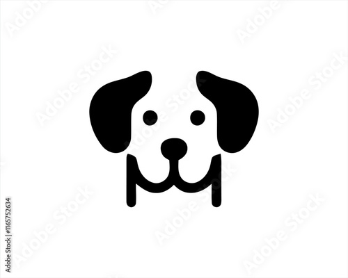 Dog Logo design template. Dog head icon. Vector illustration. Simple silhouette. Flat style. Cartoon dog face logo. Animal logotype concept. 