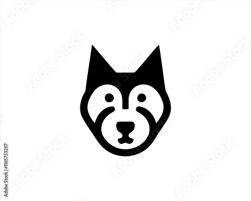 Dog Logo design template. Dog head icon. Vector illustration. Simple silhouette. Flat style. Cartoon dog face logo. Animal logotype concept.  photo