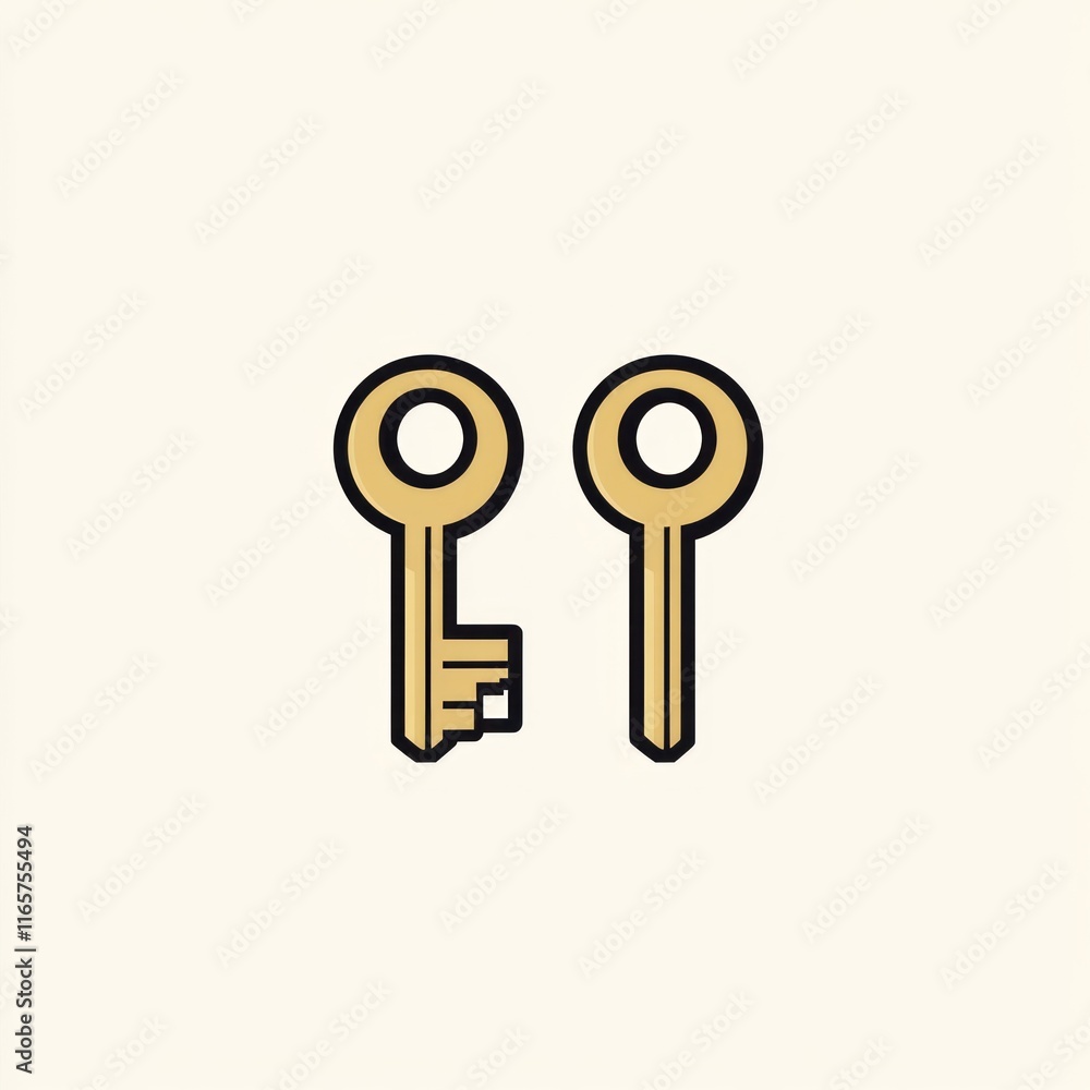 Two Simple Golden Keys Side By Side Two Simple Golden Keys Side By Side