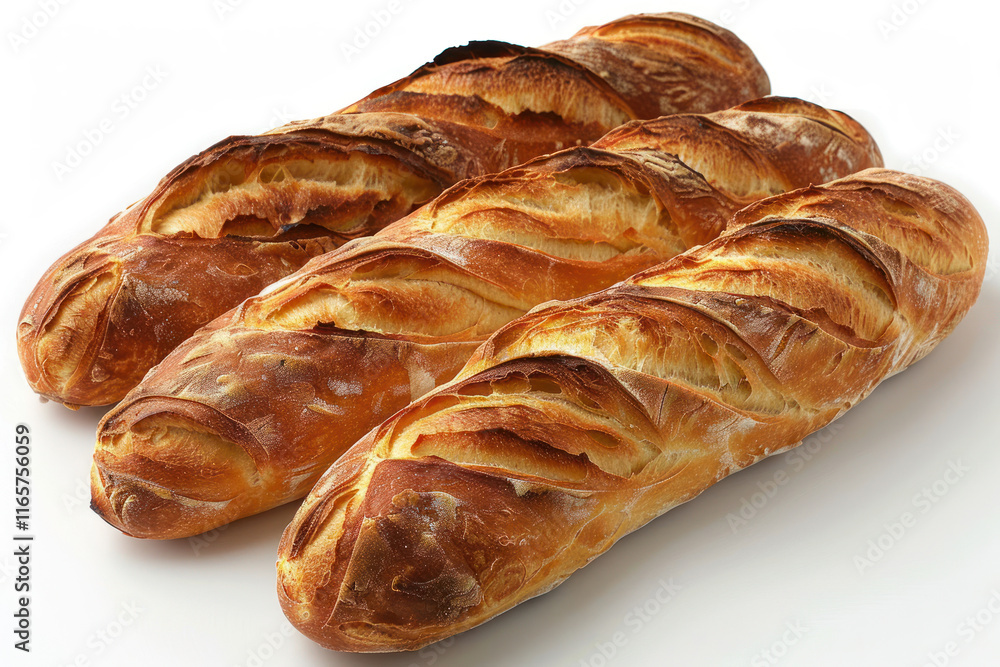 Crusty mini French baguettes on white background,. Crusty mini French baguettes on white background,.
