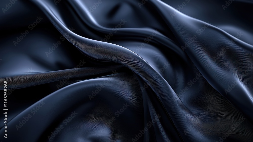 Obraz premium Midnight Blue Silk Drapery: A Study in Texture and Light