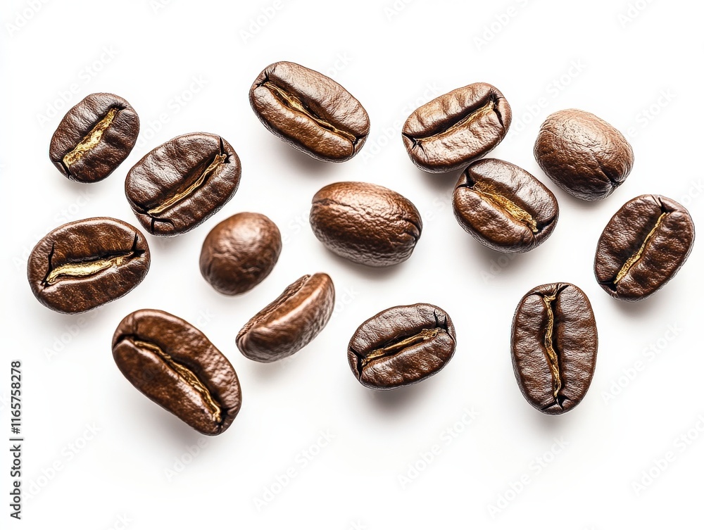 Obraz premium [Natural Coffee Bean Arrangement] Coffee Bean Assortment Close-up Natural Textures and Colors