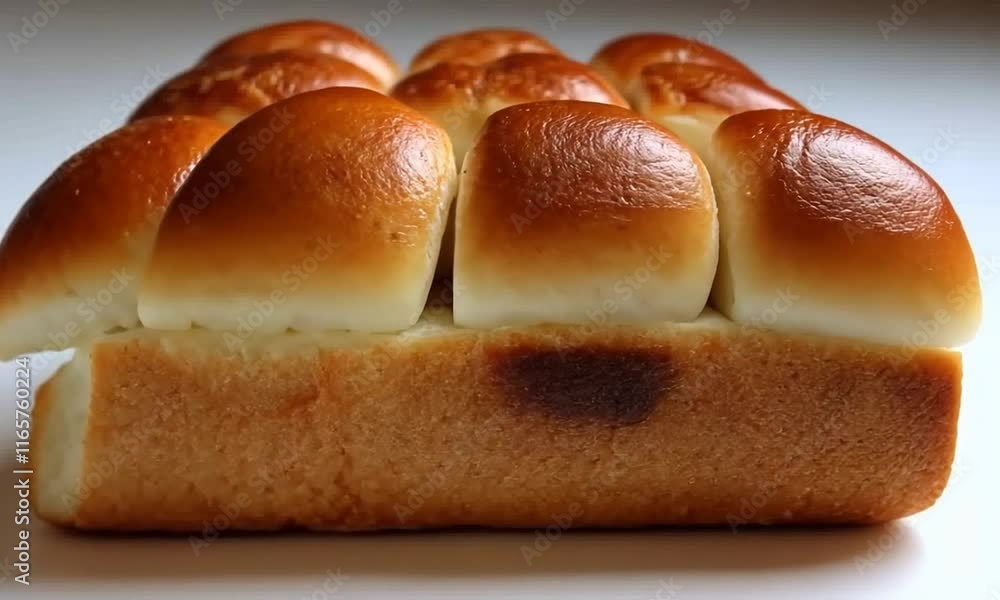 A freshly baked loaf of soft, golden brioche bread. A freshly baked loaf of soft, golden brioche bread.
