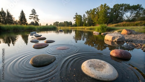 Ripple of Diversity in Pond with Colored Ripples photo