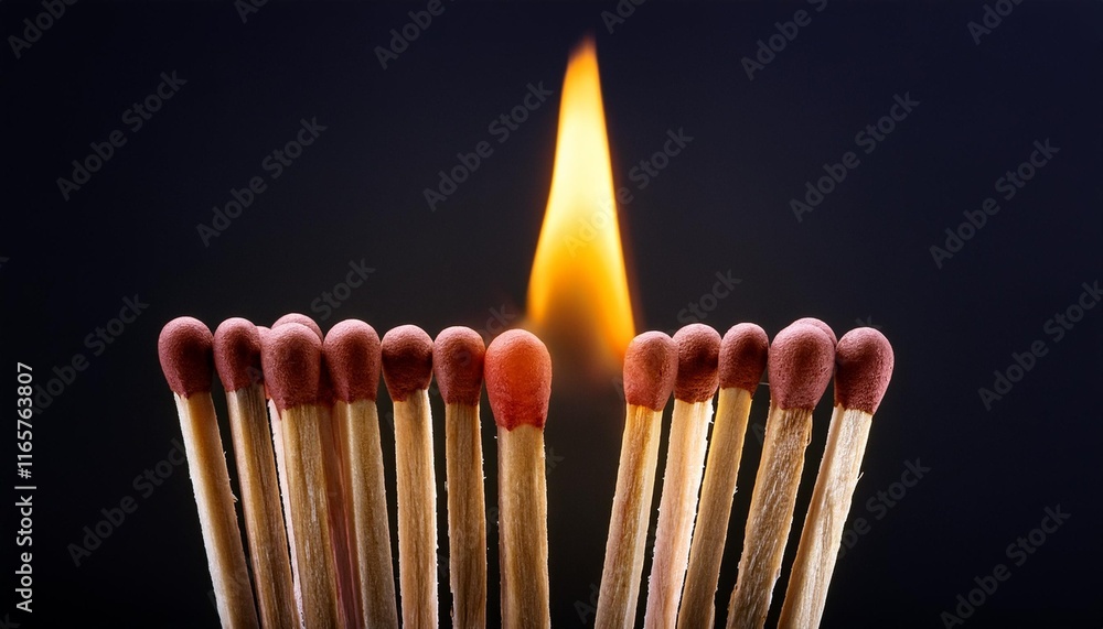 burning match on black background burning match on black background