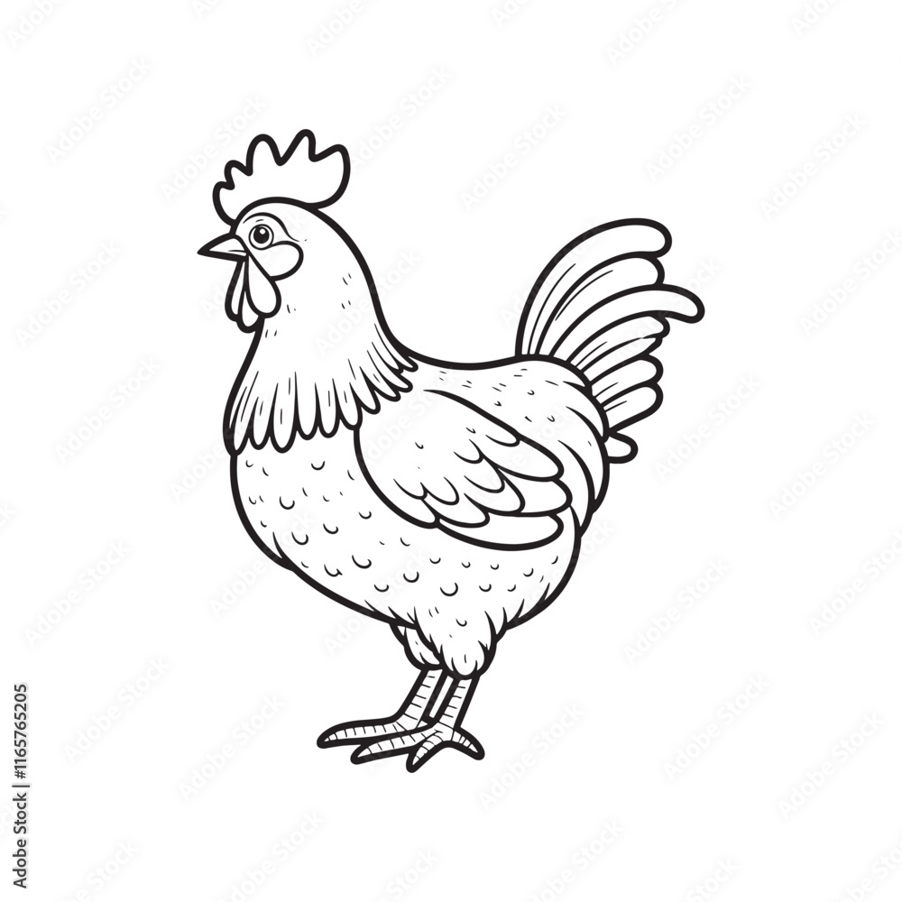 hen line art and silhouettes of hen chicken. vector Illustration hen line art and silhouettes of hen chicken. vector Illustration