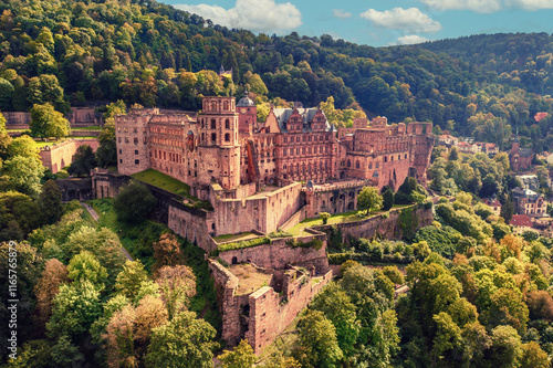 Fotografie The castle ruin in Heidelberg, Baden Wuerttemberg, Germany, travel destination