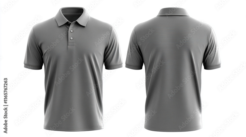 Gray Polo T-Shirt Template: Front and Back Gray Polo T-Shirt Template: Front and Back