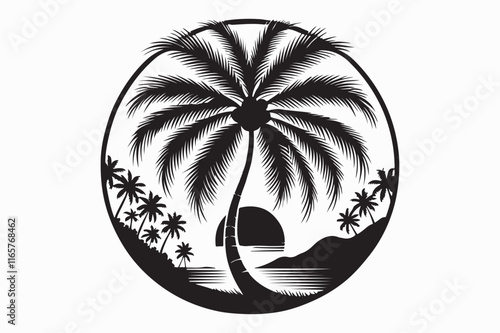 coconut tree vector silhouette illustration