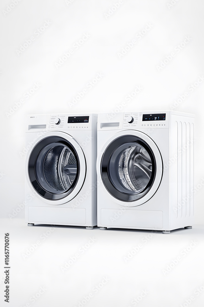 Modern washer and dryer isolated background Modern washer and dryer isolated background