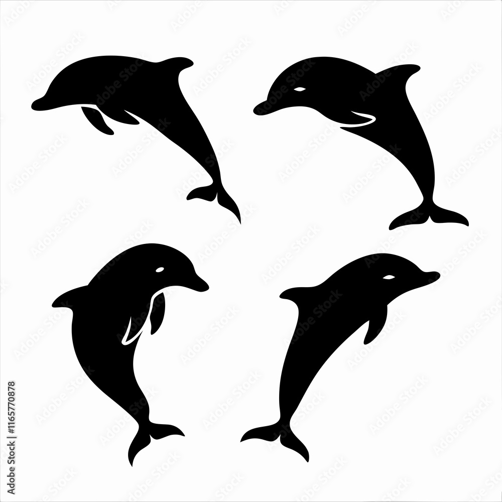 Fototapeta premium Dolphin Silhouette Vector Collection.