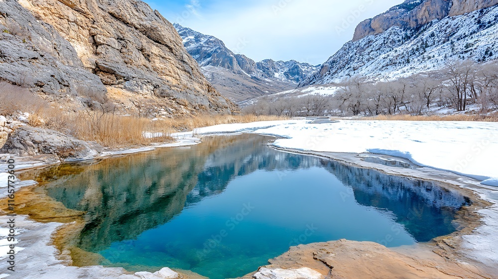 Obraz premium Stunning Mountain Lake Winter Landscape