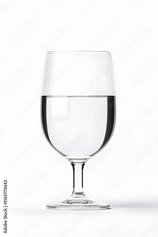 A clear wine glass filled with pure water isolated on white background A clear wine glass filled with pure water isolated on white background