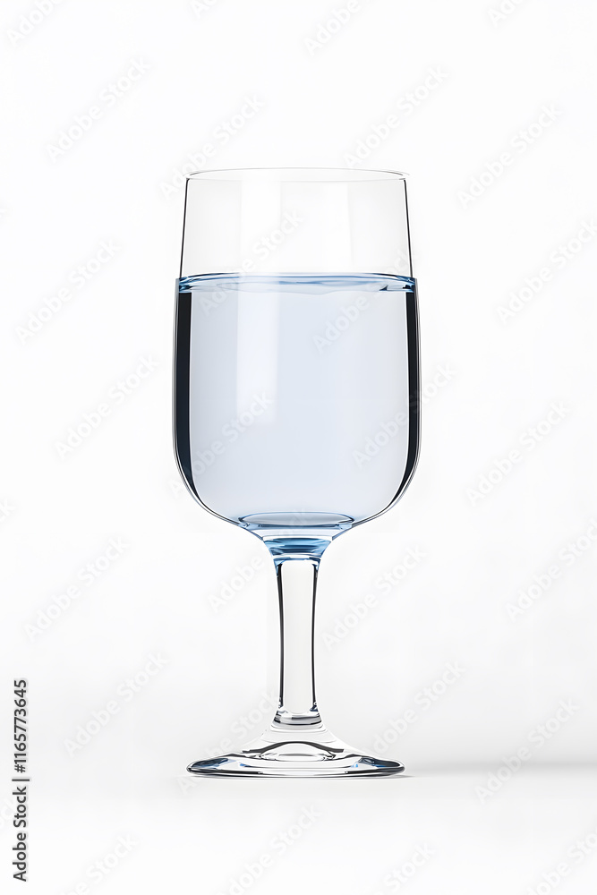 A clear wine glass filled with pure water isolated on white background A clear wine glass filled with pure water isolated on white background