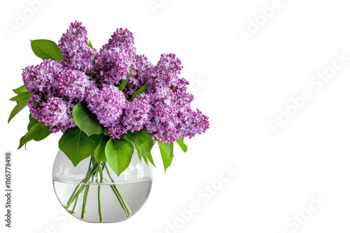 Bright Purple Lilac in a Glass Isolated on Transparent Background photo