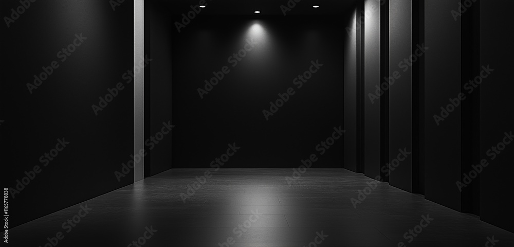 Dark minimalist room, elegant black walls, clean space, and soft light creating depth. Dark minimalist room, elegant black walls, clean space, and soft light creating depth.