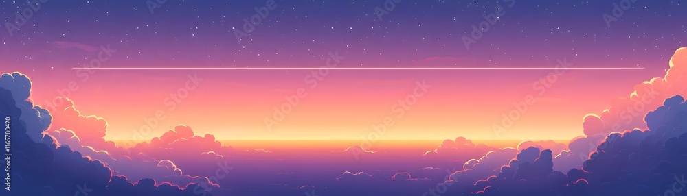 Serene Sunset Cloudscape With Starry Night Sky Serene Sunset Cloudscape With Starry Night Sky