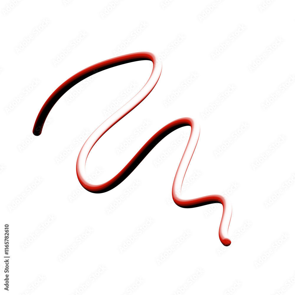 Abstract wavy 3D rendered red brush stroke line png Abstract wavy 3D rendered red brush stroke line png