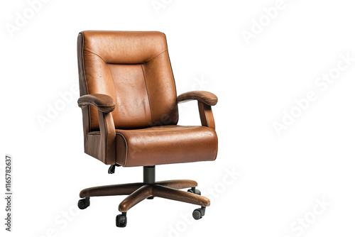 Comfortable Brown Office Chair Isolated on Transparent Background photo