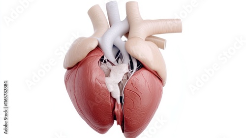 Detailed anatomical model of a human heart for educational purposes. photo