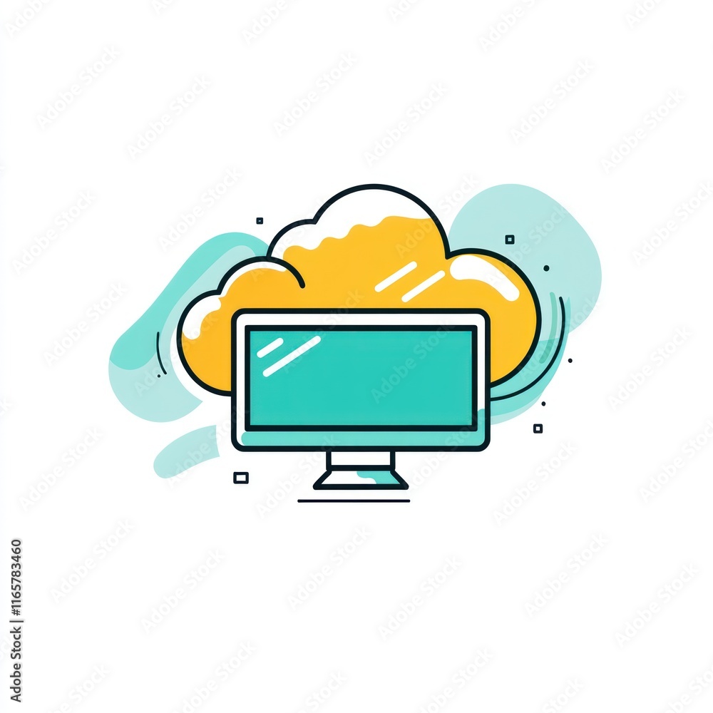 Cloud Computing Data Storage On Computer Screen Cloud Computing Data Storage On Computer Screen