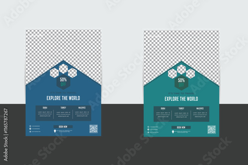 Travel agency, tourism flayer ,2 colorful travel flyer template design .