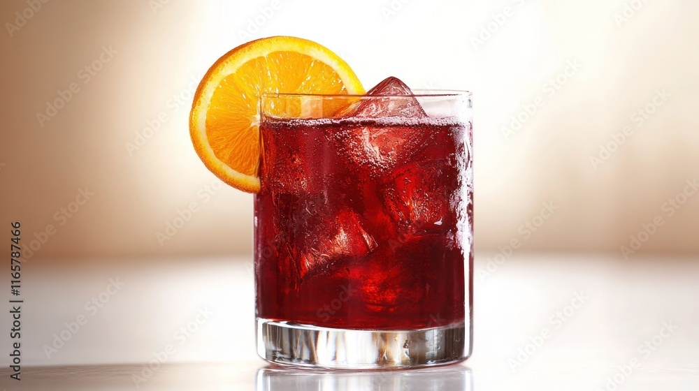 Refreshing cocktail garnished with orange slice served in a stylish glass Refreshing cocktail garnished with orange slice served in a stylish glass