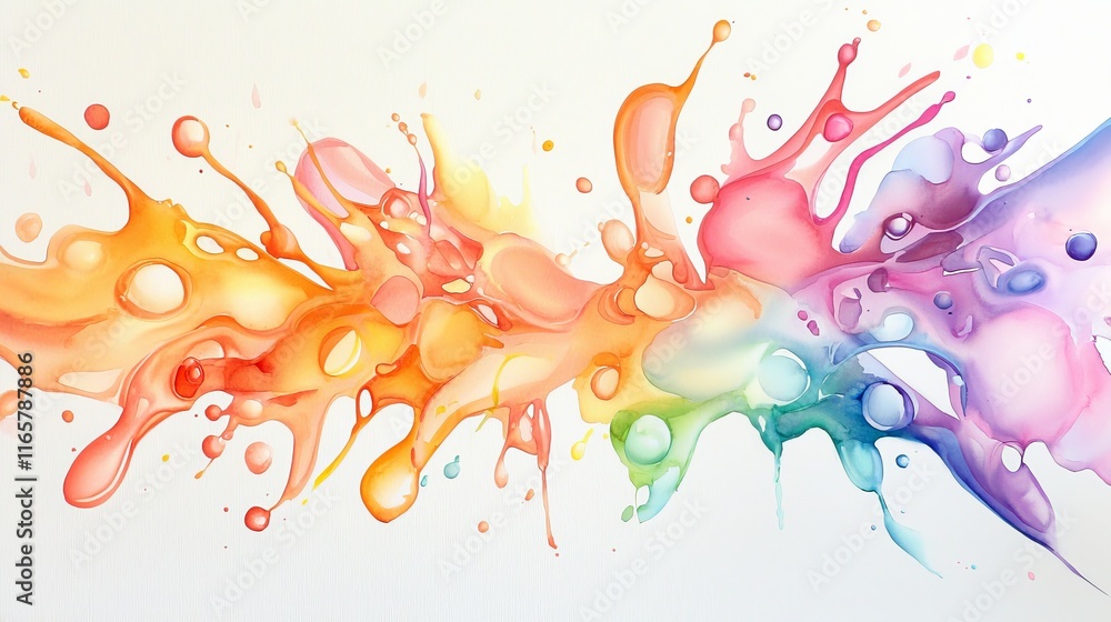 Obraz premium A vibrant splash of watercolor, showcasing fluid motions in various colors, creating a dynamic and artistic visual effect.