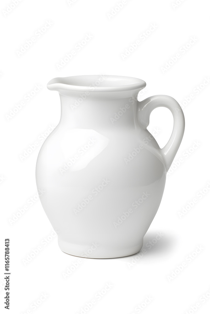 White ceramic milk jar isolated on white background White ceramic milk jar isolated on white background
