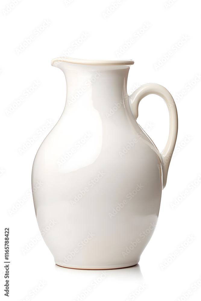 White ceramic milk jar isolated on white background White ceramic milk jar isolated on white background