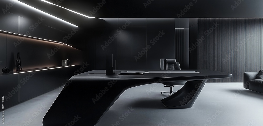 Monochromatic black room, modern minimalist architecture, no furniture, subtle glow enhancing sharp angles. Monochromatic black room, modern minimalist architecture, no furniture, subtle glow enhancing sharp angles.