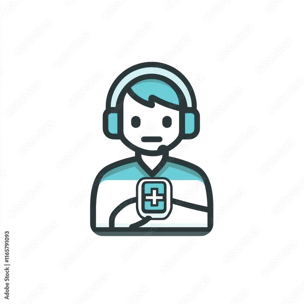 Medical Support Agent Wearing Headset and Holding Device Medical Support Agent Wearing Headset and Holding Device